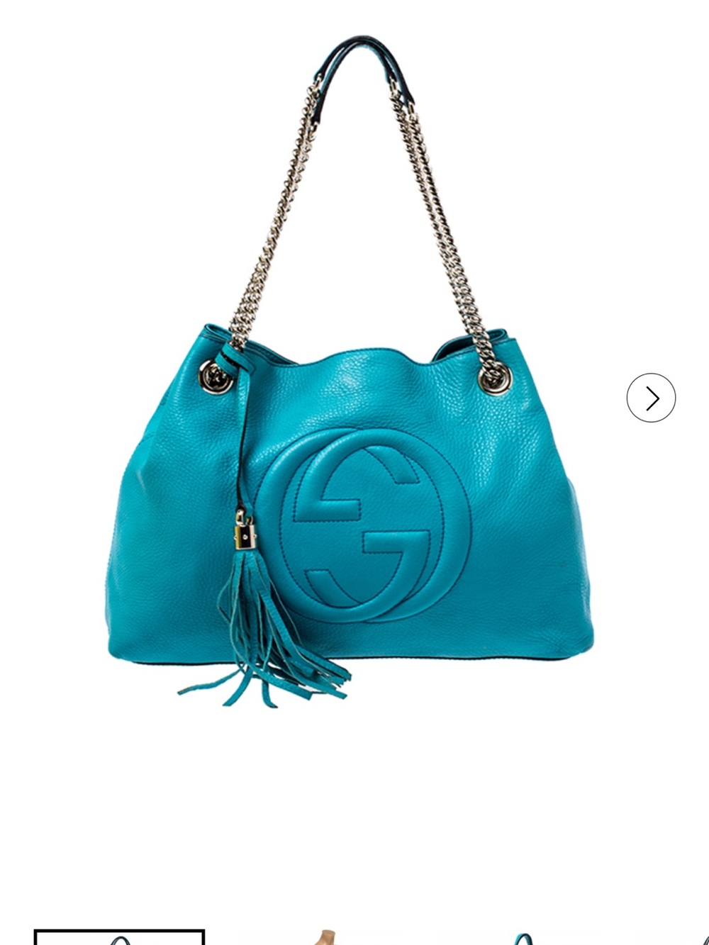 Gucci Teal Leather Soho Shoulder Tote with Tassel - Picture 4 of 16
